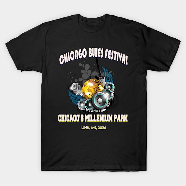 CHICAGO BLUES FESTIVAL T SHIRT T-Shirt by Menang17